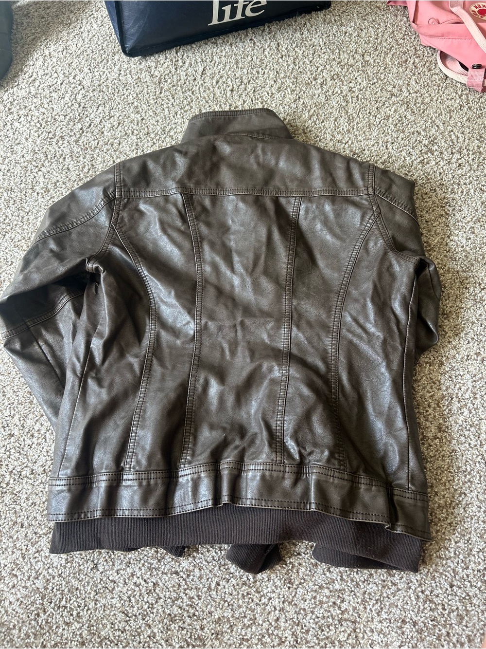 Vintage Brown Leather Bomber Jacket - Picture 3 of 3